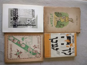 Libros en ídish escritos por Sznaier Waserman, entre ellos, "Dobele" (Dorita) y "Flores de Invierno"