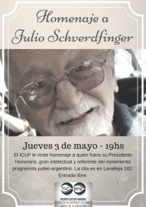 Invitación al homenaje, al fallecer Julio Schverdfinger